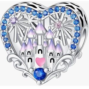 Disney Magic Kingdom castle silver charm for Pandora bracelets slide on style